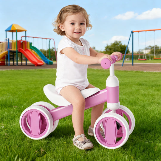 SIMATE Balance Bike Toys for 1 Year Old Boys Girls, 12-24 Month Toddler Ride on Toys, 4 Silent Wheels & Soft Seat, First Birthday Gifts for Baby Girls Boys