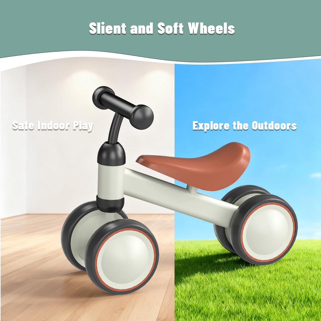 SIMATE Balance Bike Toys for 1 Year Old Boys Girls, 12-24 Month Toddler Ride on Toys, 4 Silent Wheels & Soft Seat, First Birthday Gifts for Baby Girls Boys