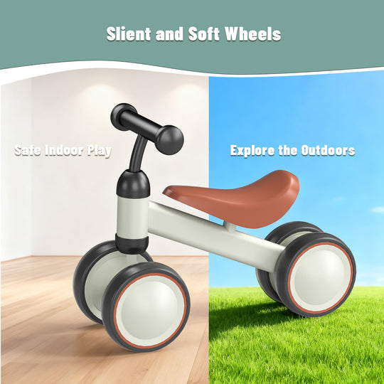 SIMATE Balance Bike Toys for 1 Year Old Boys Girls, 12-24 Month Toddler Ride on Toys, 4 Silent Wheels & Soft Seat, First Birthday Gifts for Baby Girls Boys