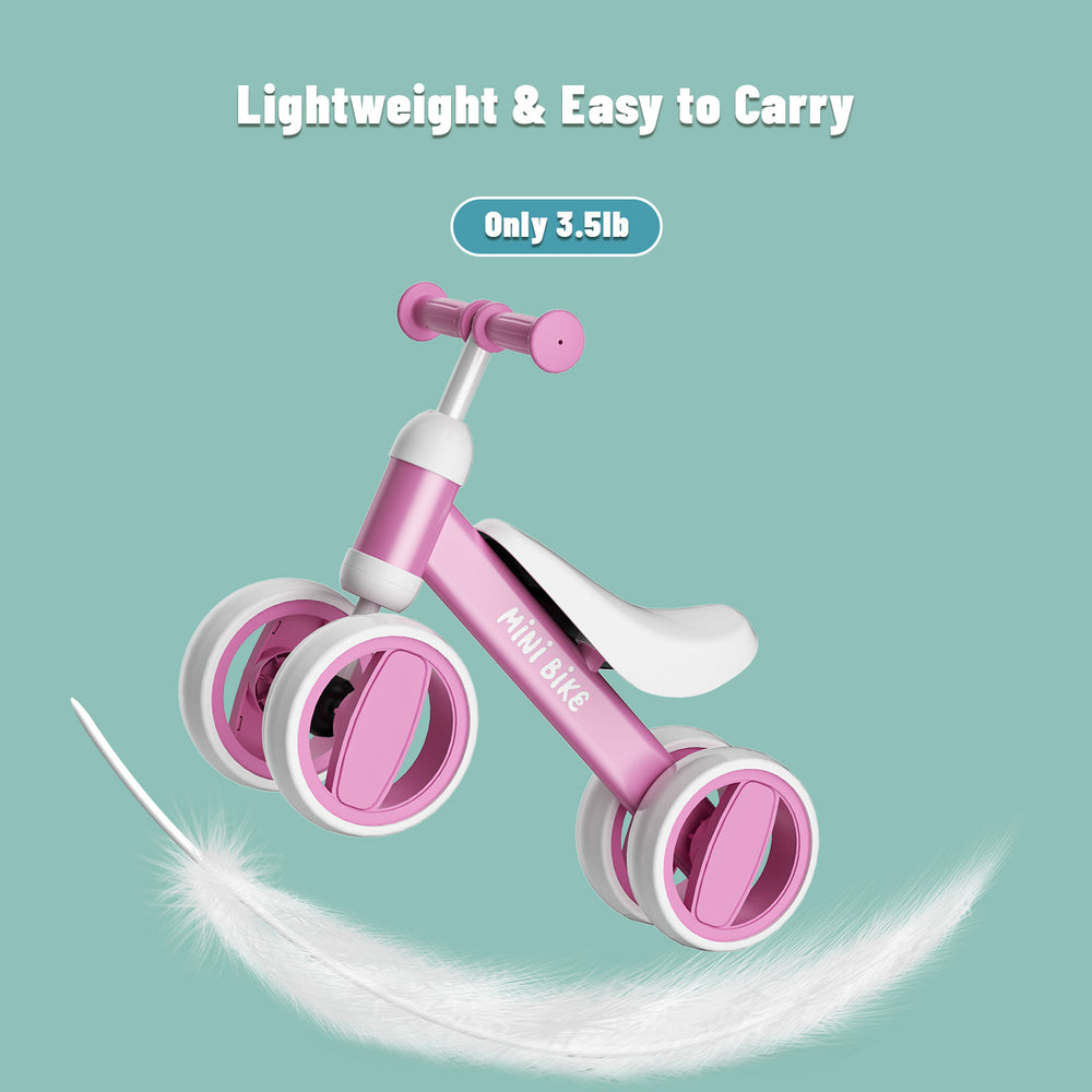 SIMATE Balance Bike Toys for 1 Year Old Boys Girls, 12-24 Month Toddler Ride on Toys, 4 Silent Wheels & Soft Seat, First Birthday Gifts for Baby Girls Boys