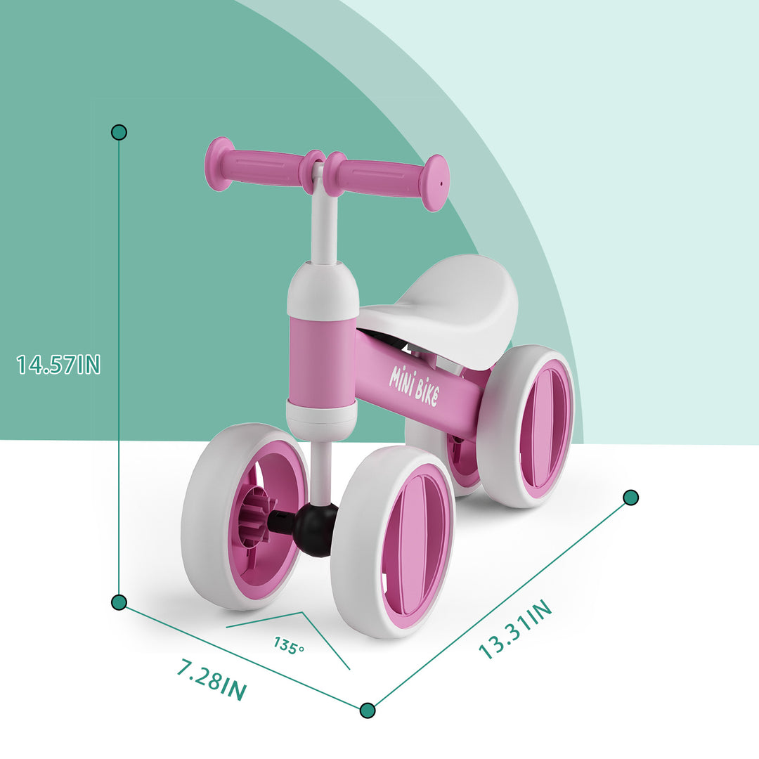 SIMATE Balance Bike Toys for 1 Year Old Boys Girls, 12-24 Month Toddler Ride on Toys, 4 Silent Wheels & Soft Seat, First Birthday Gifts for Baby Girls Boys