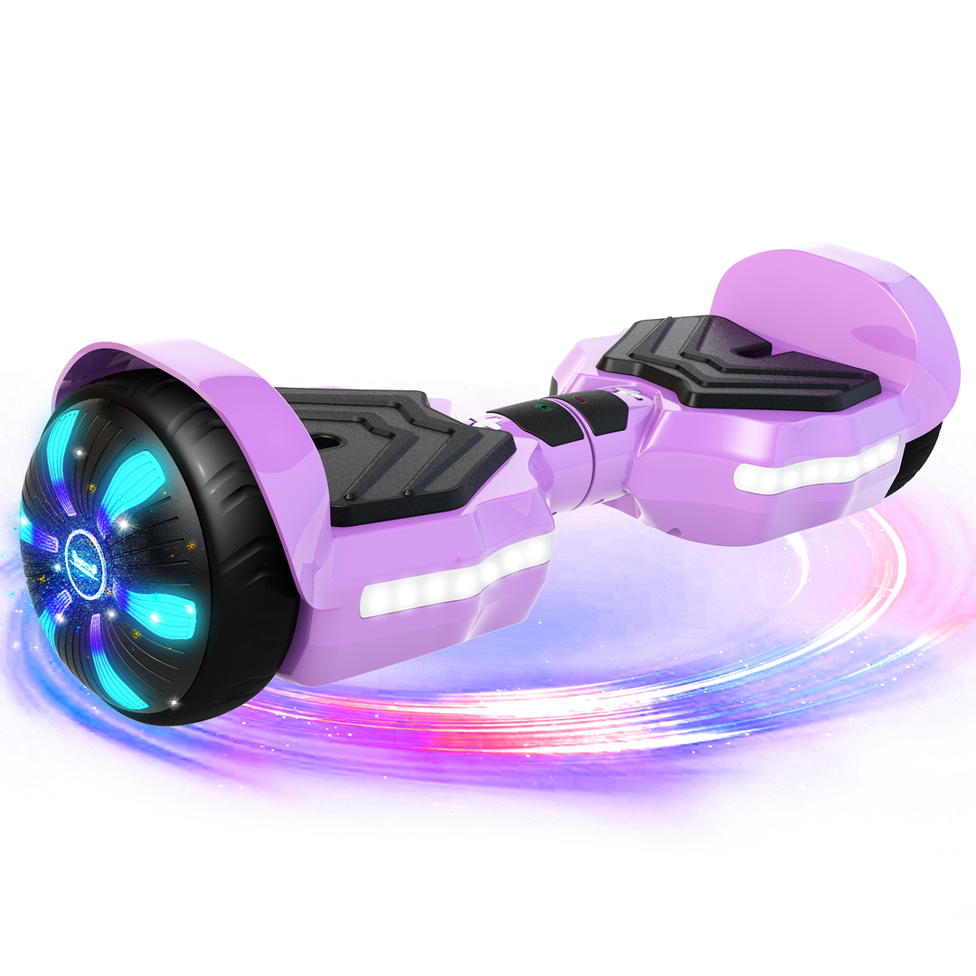 SIMATE Version LED Hoverboard 6.5'' 8.5Mph | 8 Miles Range | Purple with Bluetooth