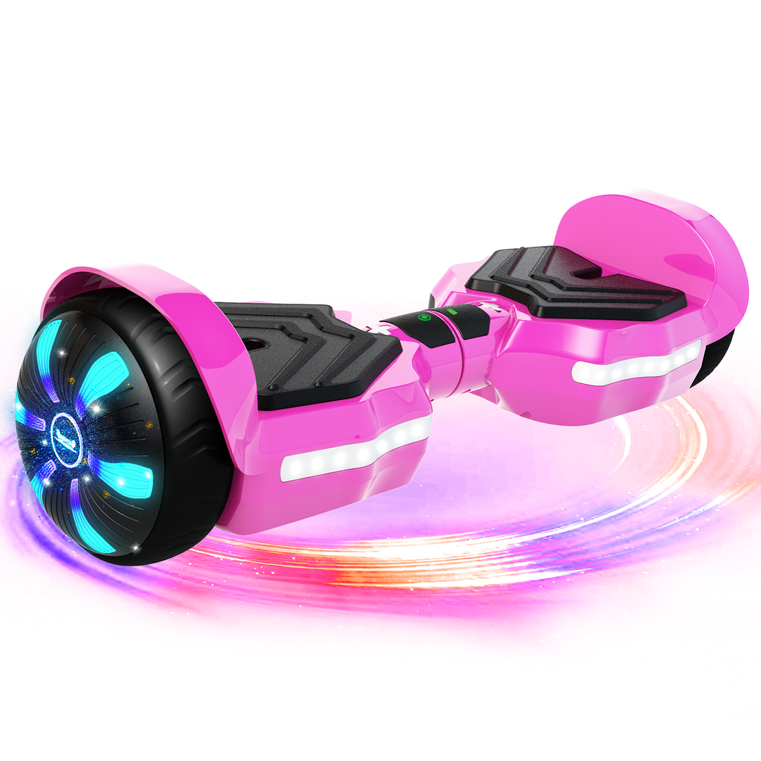 SIMATE Version LED Hoverboard 6.5'' 8.5Mph | 8 Miles Range |  Rose red with Bluetooth