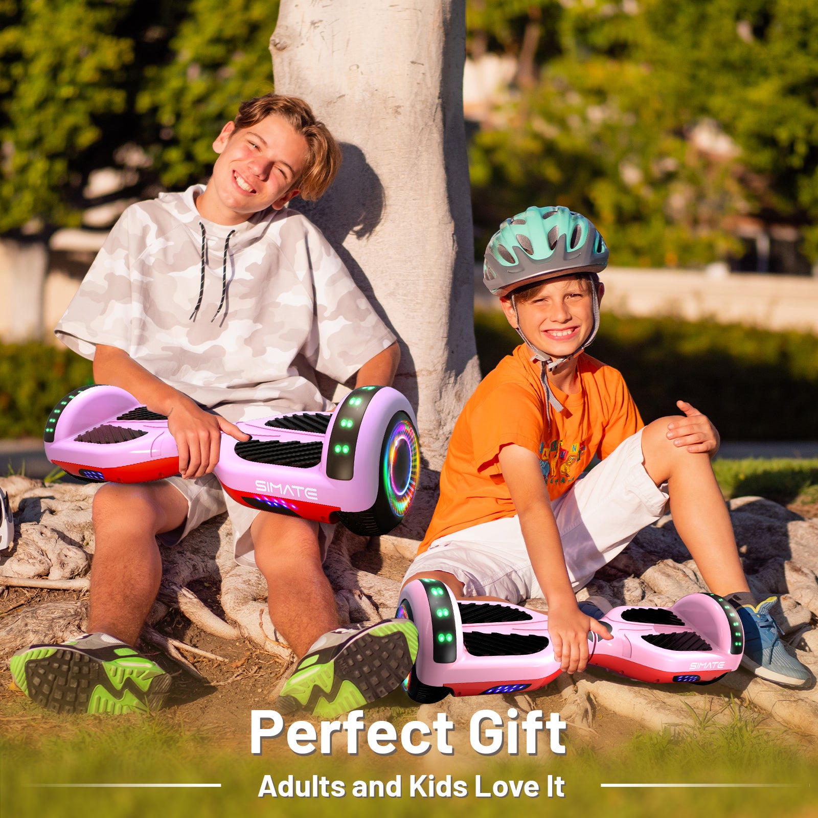 SIMATE Hoverboard 6.5" Self Balancing Electric 7.5MPH Top Speed 8 Mile Range Hover Board with Bluetooth Speakers and LED Lights for Kids Adults Girls Boys Gifts