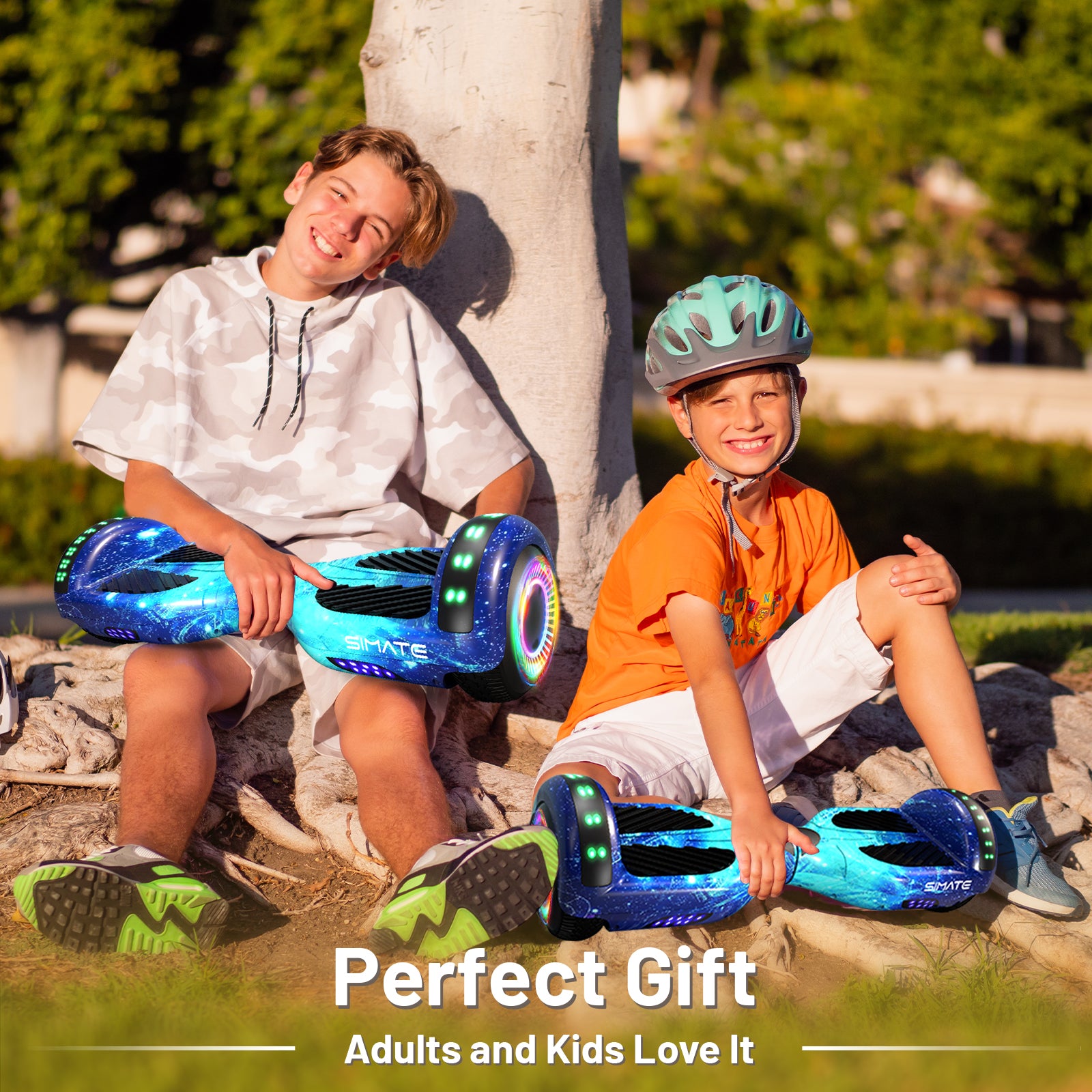 SIMATE Hoverboard 6.5" Self Balancing Electric 7.5MPH Top Speed 8 Mile Range Hover Board with Bluetooth Speakers and LED Lights for Kids Adults Girls Boys Gifts