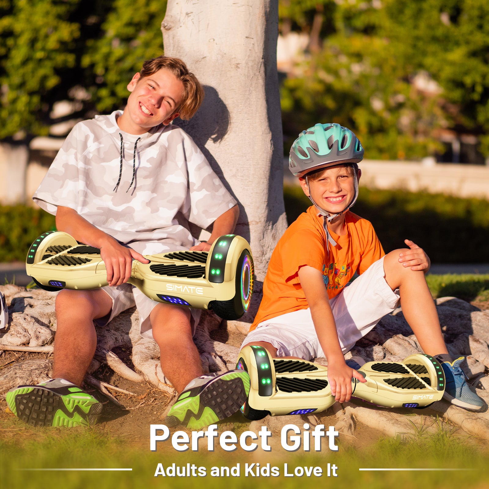 SIMATE Hoverboard 6.5" Self Balancing Electric 7.5MPH Top Speed 8 Mile Range Hover Board with Bluetooth Speakers and LED Lights for Kids Adults Girls Boys Gifts