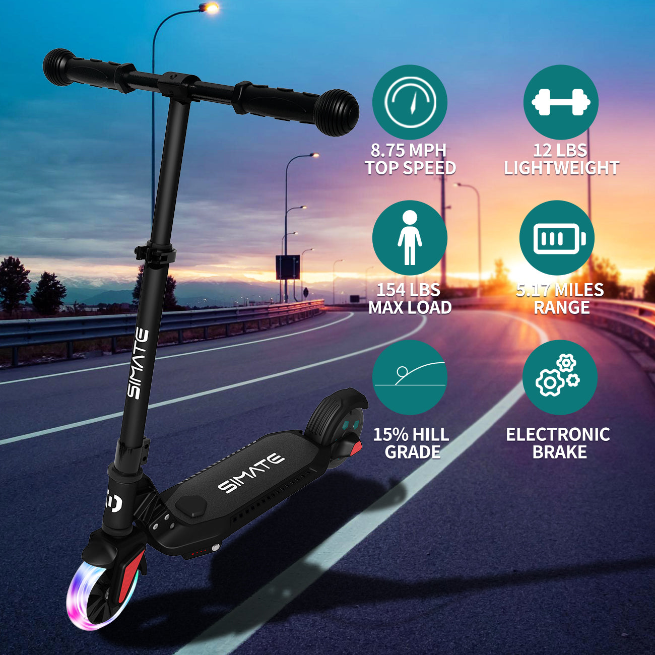 Spino - Black electric scooter for kids 6MPH