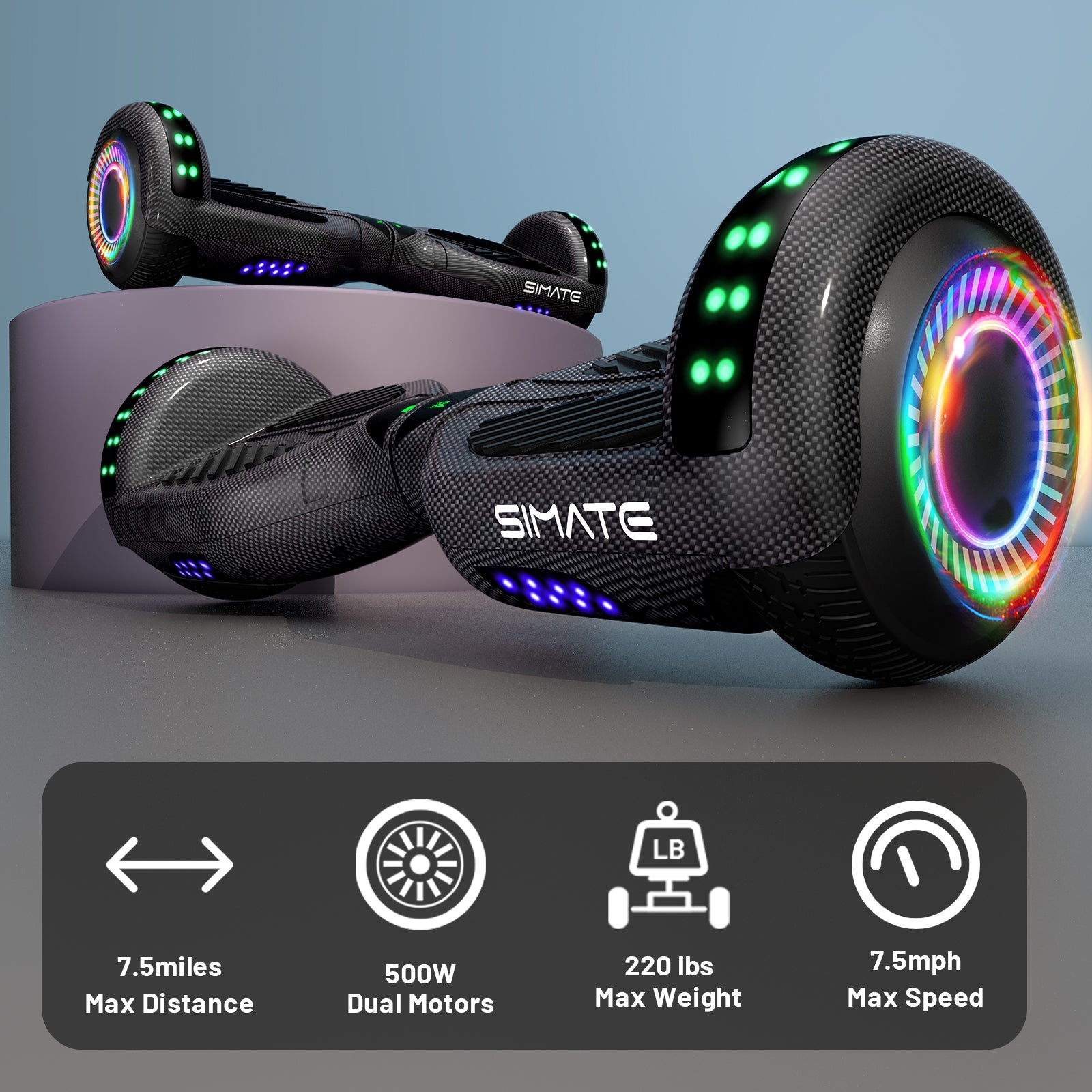 Apato 6.5'' Hoverboard For Kids - Carbon Fiber