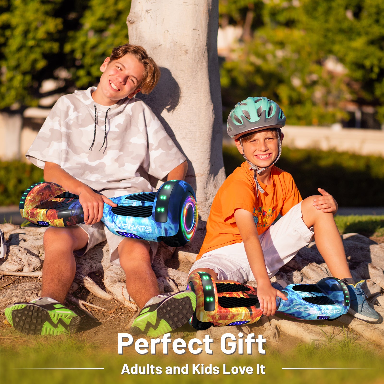 SIMATE Hoverboard 6.5" Self Balancing Electric 7.5MPH Top Speed 8 Mile Range Hover Board with Bluetooth Speakers and LED Lights for Kids Adults Girls Boys Gifts