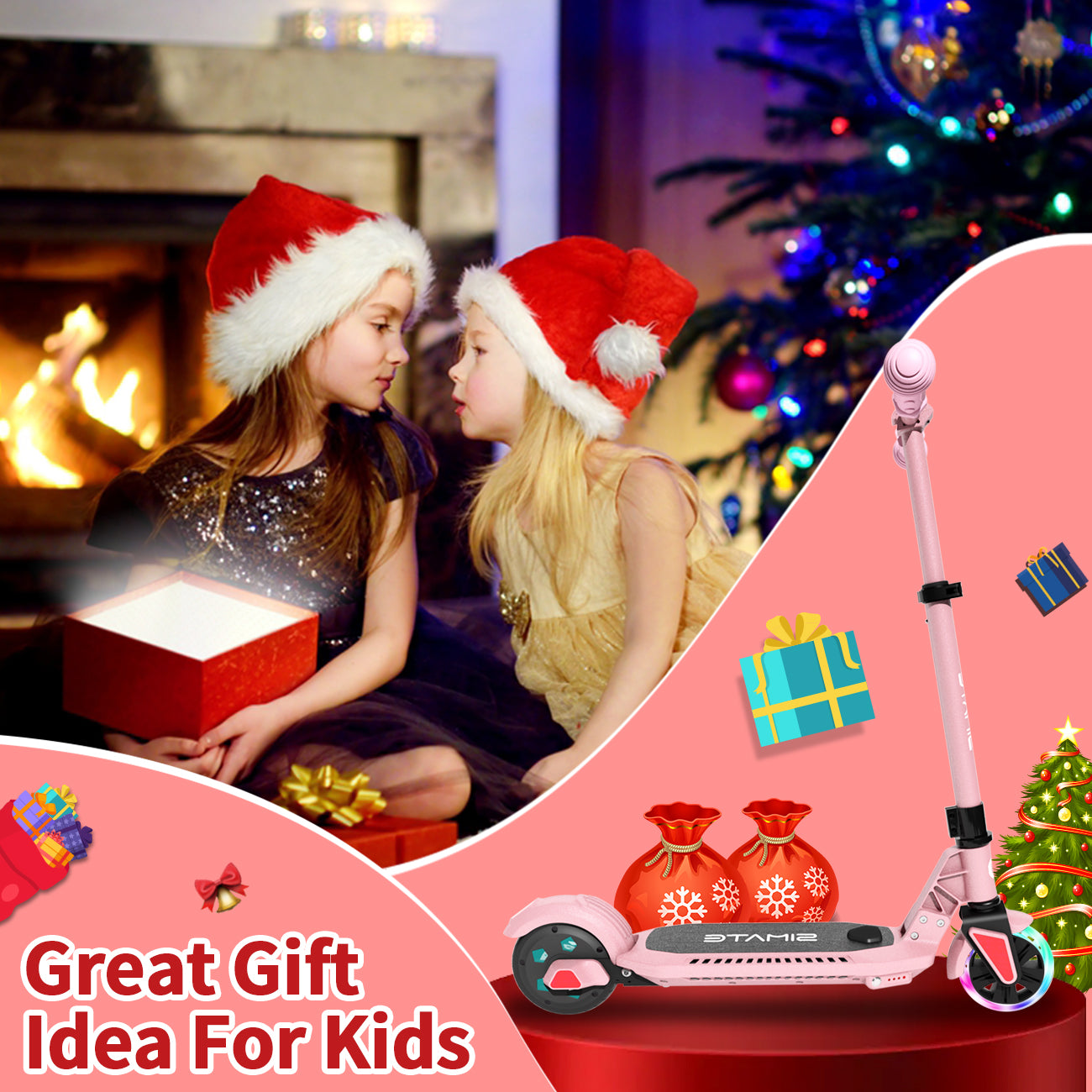 Spino - Pink Electric scooter for kids age 6-12