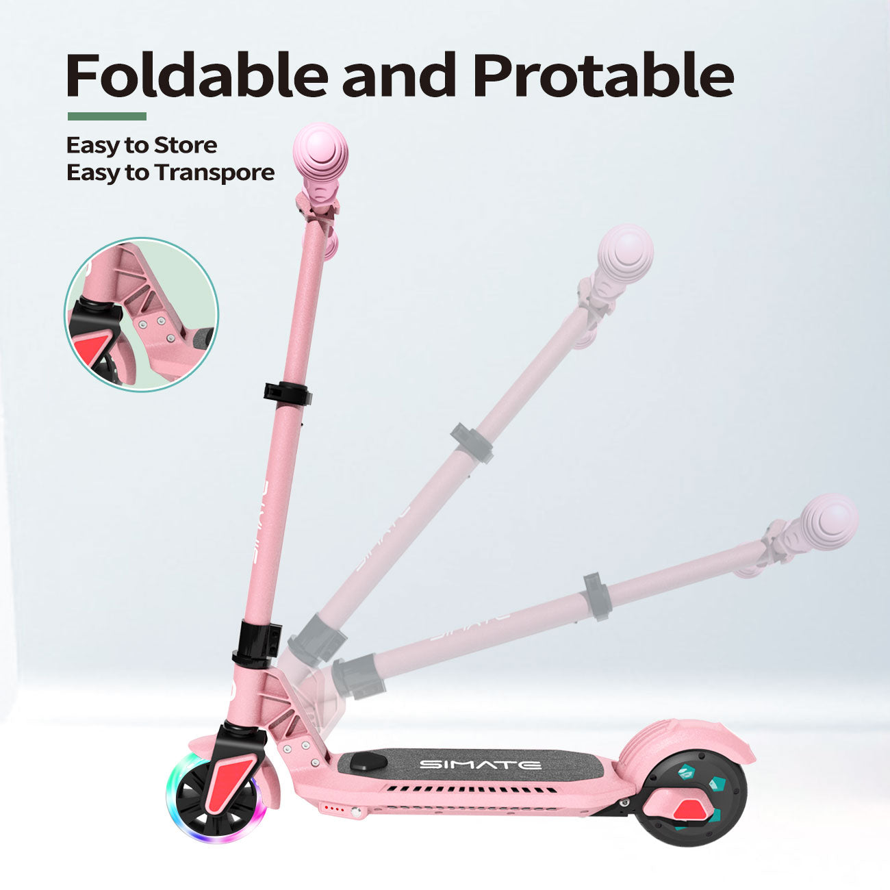 Spino - Pink Electric scooter for kids age 6-12