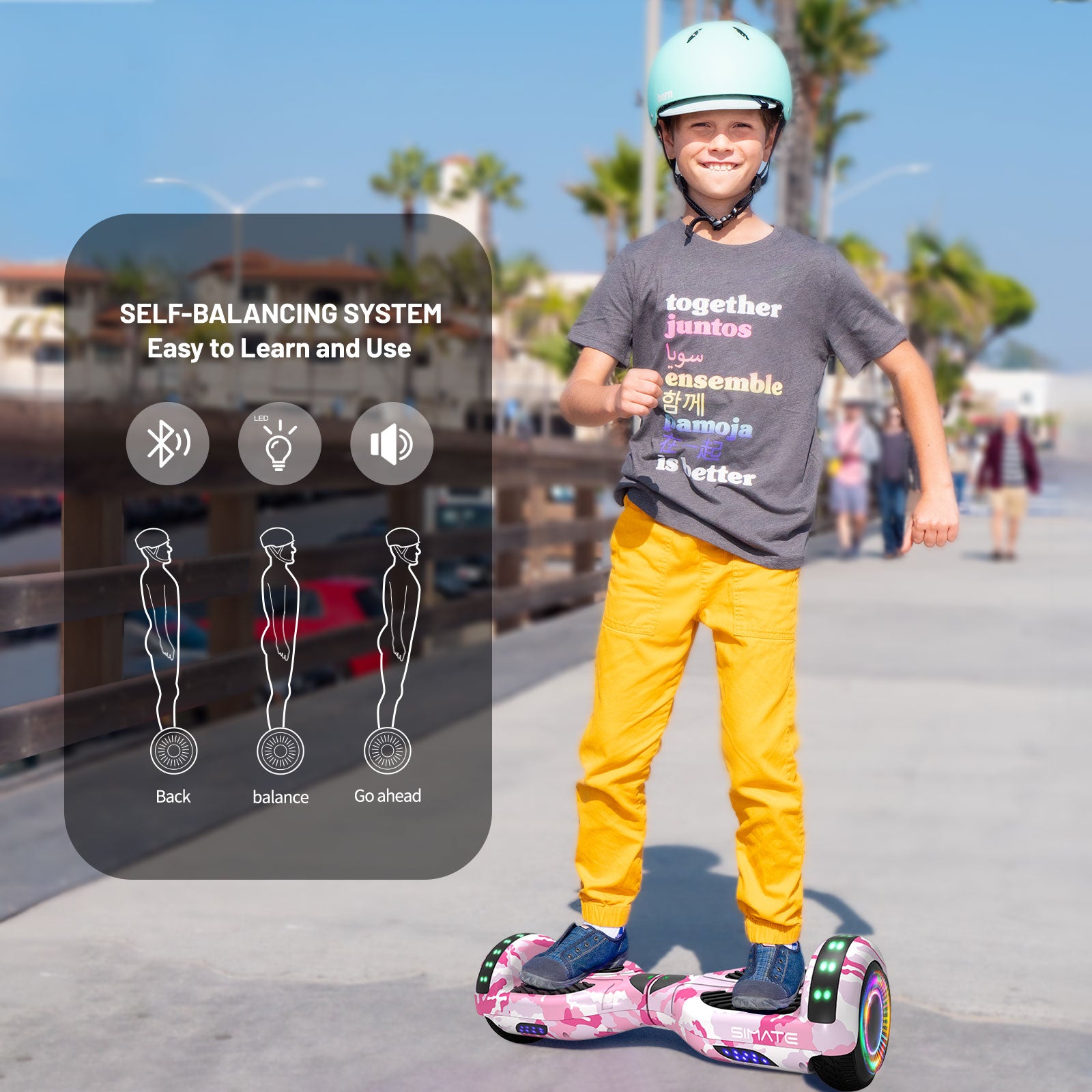 Apato 6.5'' Hoverboard For Kids -  Pink Camo