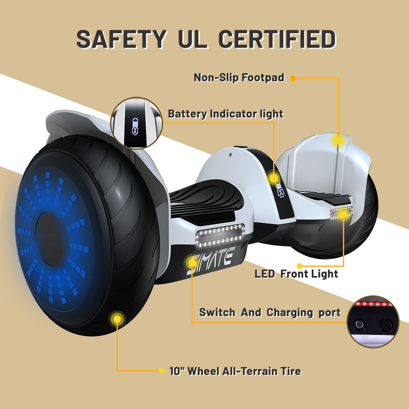Epic 10‘’ Big Fat Hoverboard - White