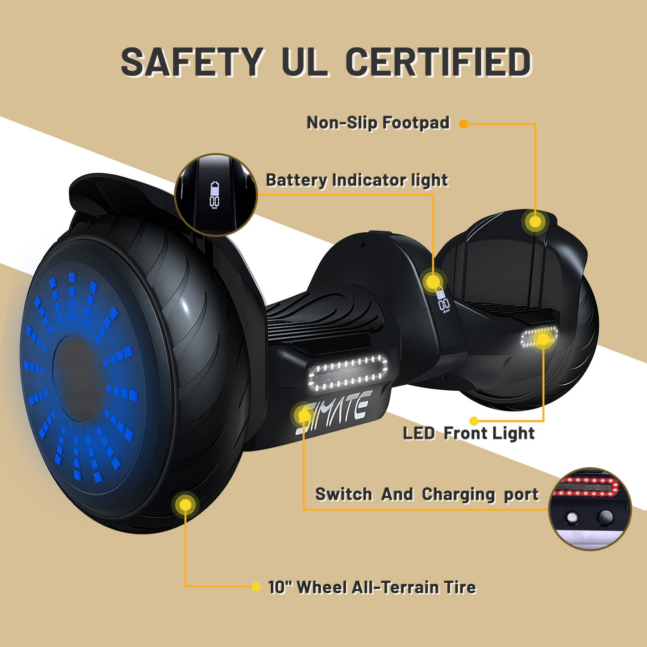 Epic 10‘’ Big Fat Hoverboard - Black
